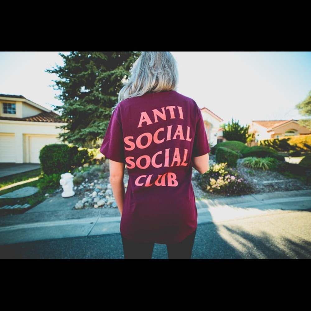 Anti Social Social Club Tee Burgundy S